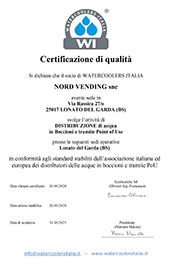 Certificato di Qualità di Watercoolers Italia