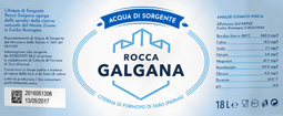 Etichetta acqua sorgente Rocca Galgana
